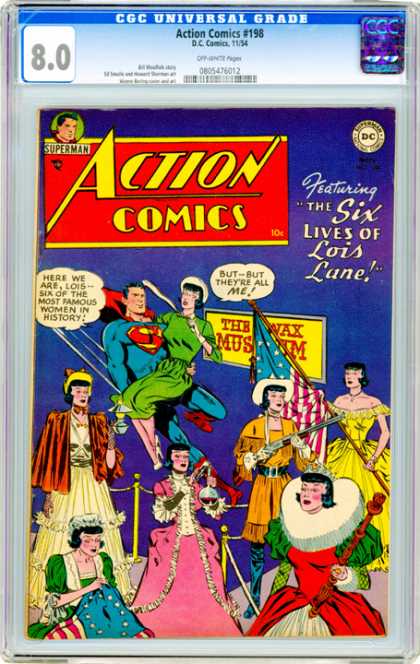 CGC Graded Comics - Action Comics #198 (CGC) - Lois Lane - Wax Museum - Rifle - Green Dress - Red Cape