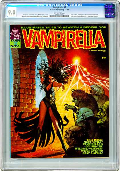 CGC Graded Comics - Vampirella #2 (CGC) - One Beautiful Lady - Vampi - Chain - Light - Ghost