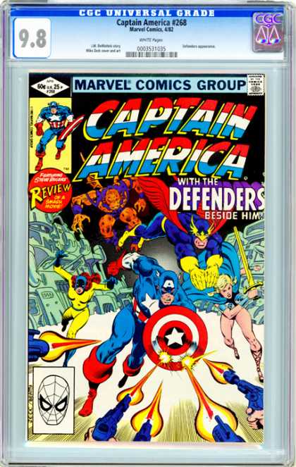 CGC Graded Comics - Captain America #268 (CGC) - Defenders - Gunfire - Shield - Girls - Sword