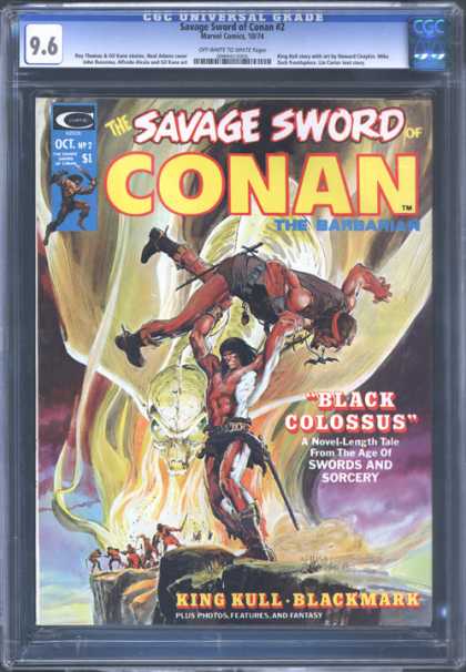 CGC Graded Comics - Savage Sword of Conan #2 (CGC) - Barbarian Toss - Barbarian Dunk - Cliff Drop - Body Slam - Flying Enemy