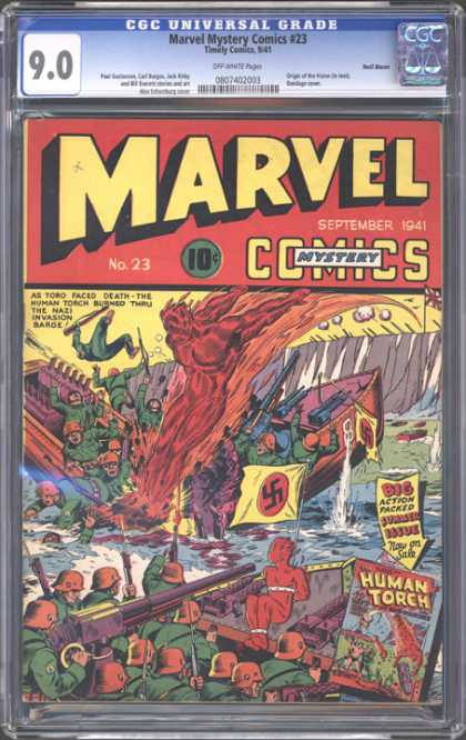 CGC Graded Comics - Marvel Mystery Comics #23 (CGC) - Human Torch - Water - Nazi - Boat - Soldiers