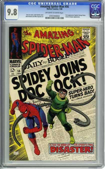 CGC Graded Comics - Amazing Spider-Man #56 (CGC) - Spidey - Doc Ock - Super-hero Turns Bad - Disaster - Daily Bugle