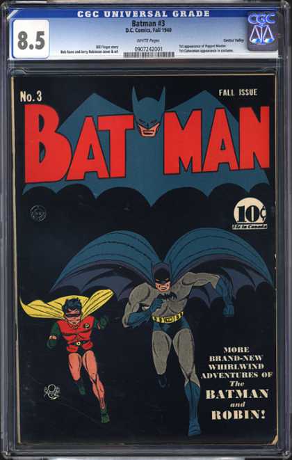 CGC Graded Comics - Batman #3 (CGC) - Batman - Fall Issue - Action - Thrill - Robin