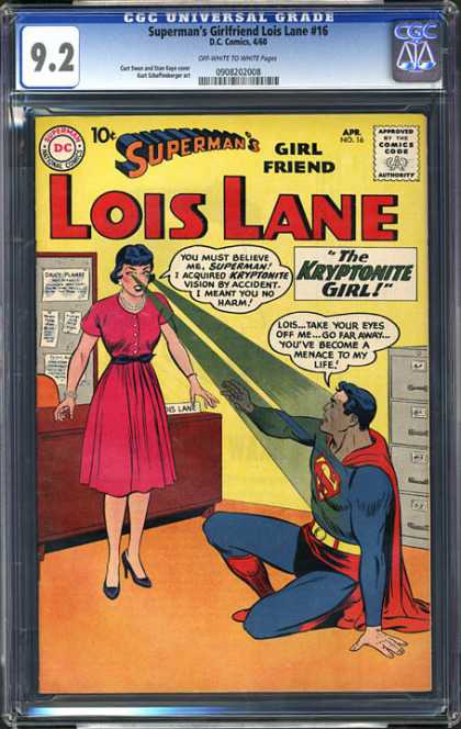 CGC Graded Comics - Superman's Girlfriend Lois Lane #16 (CGC) - Superman - Lois Lane - Kryptonite Girl - Office - Eyes