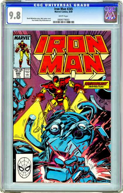 CGC Graded Comics - Iron Man #245 (CGC) - Iron Man - Destruction - Laser Beams - Metal Monster - Eye Popping
