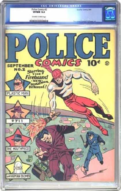 CGC Graded Comics - Police Comics #2 (CGC) - Torch - Beating - Cop - Robber - Firebrand
