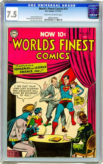 CGC Graded Comics - World's Finest Comics #73 (CGC) - Superman - Red Curtain - Batman - Swamis Inc - Turban