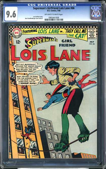 CGC Graded Comics - Superman's Girlfriend Lois Lane #66 (CGC) - Educated Feet - Horror Movie - Rescuing - Window-washer - Flying