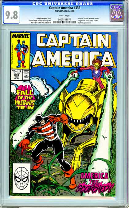 CGC Graded Comics - Captain America #339 (CGC) - No 339 - Marvel - Cornfield - Mutant Ant - Fall Of The Mutants Tie In