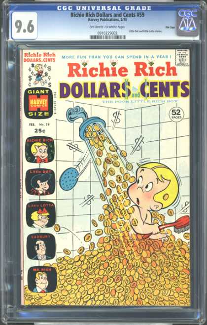 CGC Graded Comics - Richie Rich Dollars and Cents #59 (CGC) - Cgc Hologram - Shower - Coins - Richie Rich - Brush