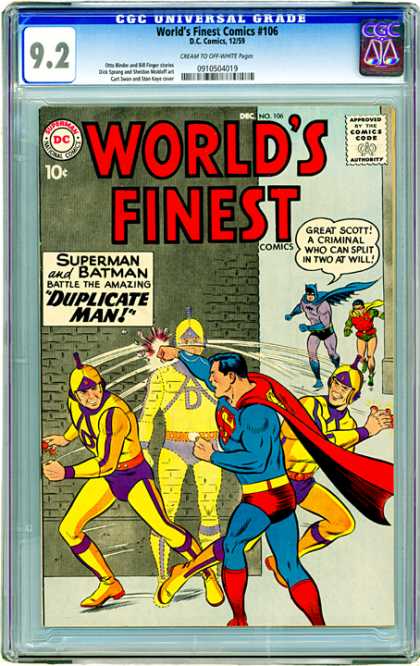 CGC Graded Comics - World's Finest Comics #106 (CGC) - Dc - Superman - Batman - Robin - Duplicate Man