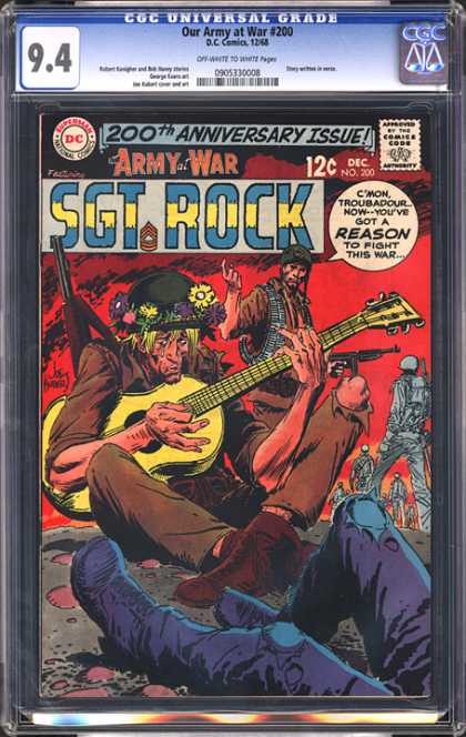 CGC Graded Comics - Our Army at War #200 (CGC) - Sgt Rock - Guitar - Gun - Soldier - Flowers