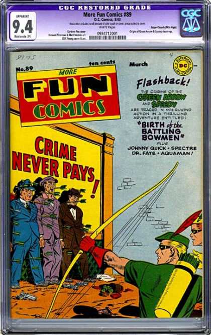 CGC Graded Comics - More Fun Comics #89 (CGC) - More Fun Comics - Dc Comics - A Superman Publication - Cap - Flashback