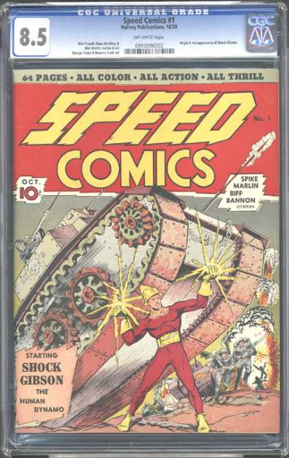 CGC Graded Comics - Speed Comics #1 (CGC) - Shock Gibson - The Human Dynamo - Spike Marlin - Biff Bannon - War Zone