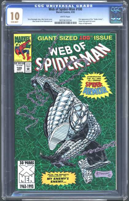 CGC Graded Comics - Web of Spider-Man #100 (CGC) - Web Of Spiderman - 30 Years X-men 1963-1993 - Armadillo Costume - Chains - Spider-armor
