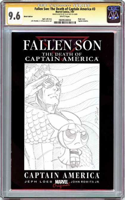 CGC Graded Comics - Fallen Son: The Death of Captain America #3 (CGC) - Fallen Son - The Death Of Captain America - Black And White - Salute - Powerpuff Girl