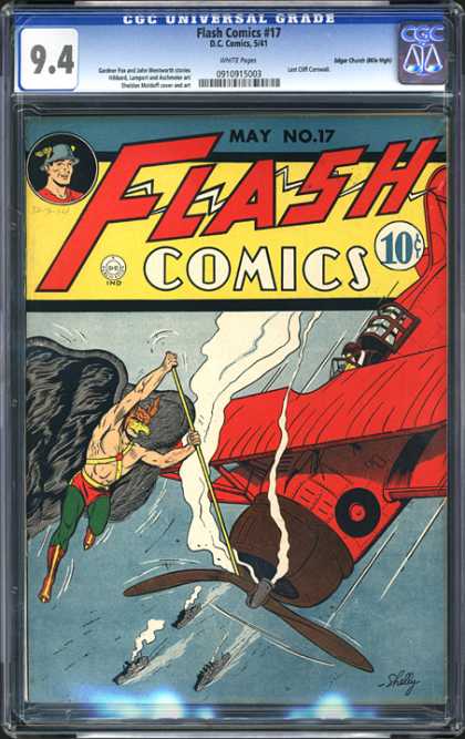 CGC Graded Comics - Flash Comics #17 (CGC) - Aeroplane - Stick - Water - Boats - Pilot