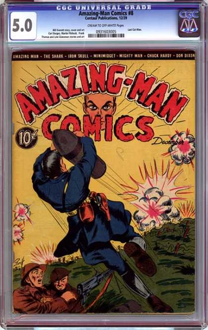 CGC Graded Comics - Amazing-Man Comics #8 (CGC) - Amazing Man Comics - The Shark - December - Cap - Minimidget