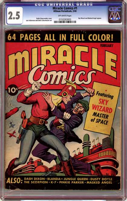 CGC Graded Comics - Miracle Comics #1 (CGC) - Ship - Gun - Knife - Men - Flags
