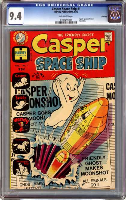 CGC Graded Comics - Casper Space Ship #1 (CGC) - Casper Space Ship - Harvey Comics - Ghost - All Signals Go - Moonshot