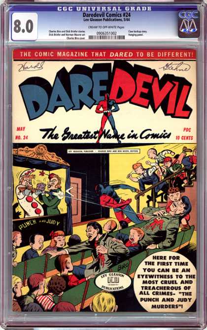 CGC Graded Comics - Daredevil Comics #24 (CGC) - Punch And Judy - Daredevil - Children - Boomerang - Dead Man