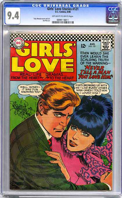 CGC Graded Comics - Girls' Love Stories #121 (CGC) - Girls Love - Never Tell A Man You Love Him - Bee-hive - Red-head - Pink Scarf