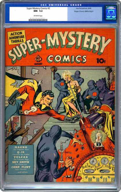 CGC Graded Comics - Super-Mystery Comics #2 (CGC) - Woman - Yellow Dress - Machine - Broken Glass - Window
