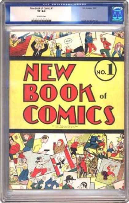 CGC Graded Comics - New Book of Comics #1 (CGC) - Cluttered Comic Panels - No 1 - Many Different Characters - Sword Fight - Man Running