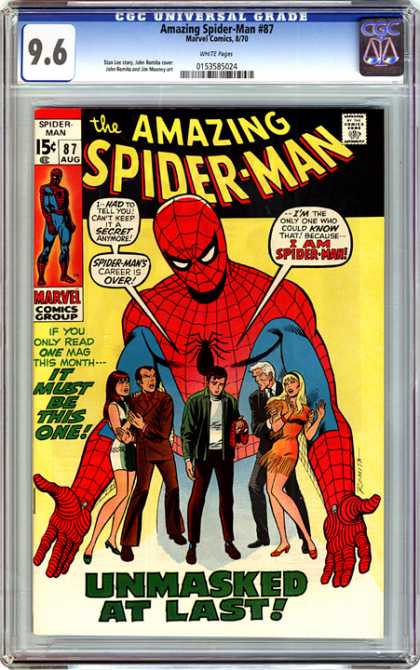 CGC Graded Comics - Amazing Spider-Man #87 (CGC) - Spider-man - Unmasked At Last - Marvel - Spider Suit - If You Only Read One Mag This Month It Must Be This One