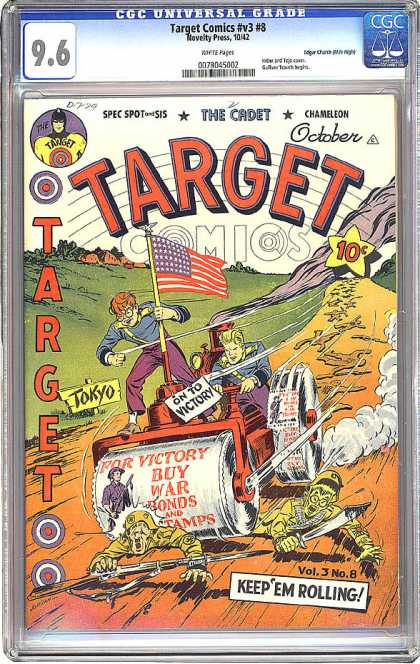 CGC Graded Comics - Target Comics #v3 #8 (CGC) - Steamroller - Flag - Tokyo - War Bonds - Victory