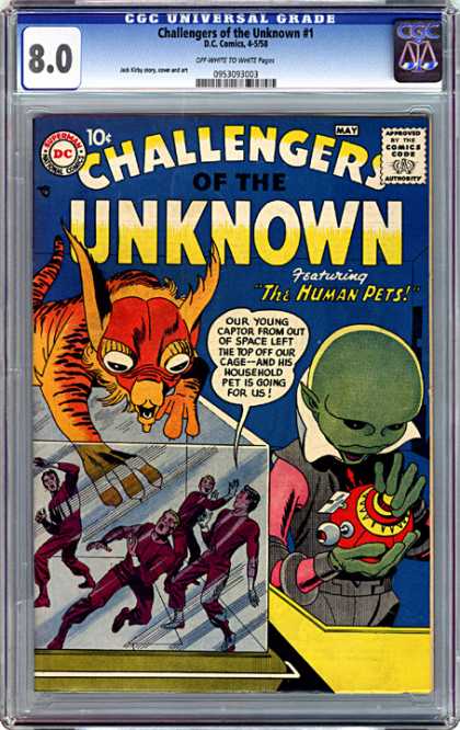 CGC Graded Comics - Challengers of the Unknown #1 (CGC) - The Human Pets - 80 - Green Alien - May - 1