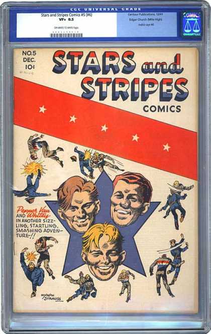 CGC Graded Comics - Stars and Stripes Comics #5 (#6) (CGC) - Stars And Stripes - Smashing Adventure - Whittey Tales - Sizzling Experience - Tale Of The Month
