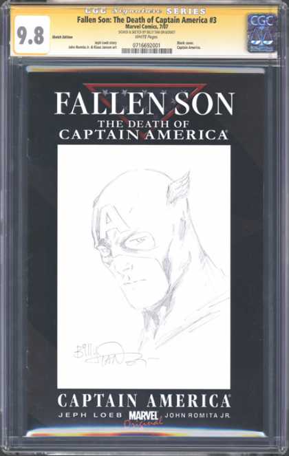 CGC Graded Comics - Fallen Son: The Death of Captain America #3 (CGC) - Captain America - Fallen Son - Sketches - Death - 98