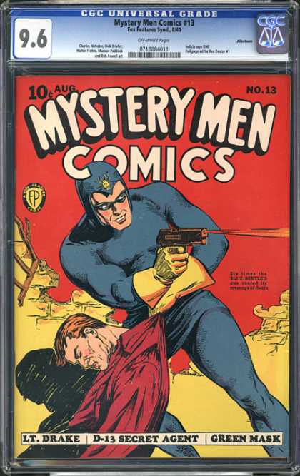 CGC Graded Comics - Mystery Men Comics #13 (CGC) - Mystery Men Comics - Lt Drake - Green Mask - D-13 Secret Agent - Gun