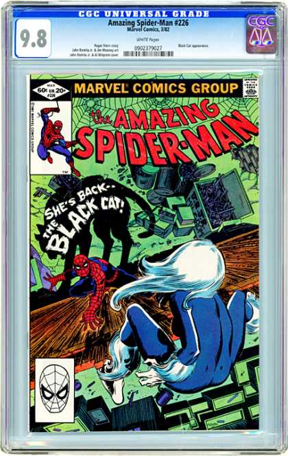 CGC Graded Comics - Amazing Spider-Man #226 (CGC) - Black Cat - Spider Web - Cliffhanger - White Hair - Swinging