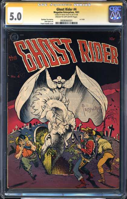 CGC Graded Comics - Ghost Rider #4 (CGC) - Cgc Hologram - Ghost Rider - Grave Site - Horse - Cowboys