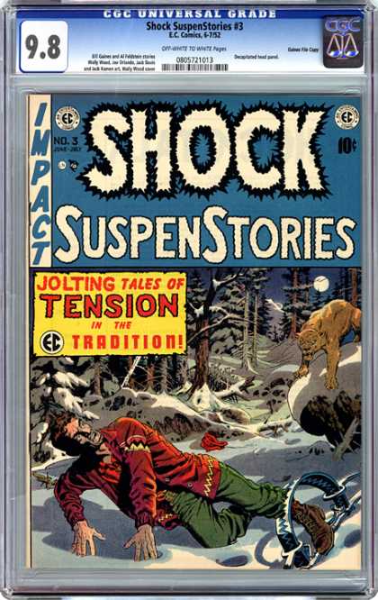 CGC Graded Comics - Shock SuspenStories #3 (CGC) - Cougar - Man Trap - Jolting Tales Of Tension - Snow - Forest