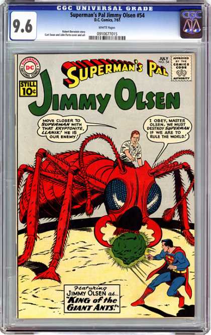 CGC Graded Comics - Superman's Pal Jimmy Olsen #54 (CGC) - Jimmy Olsen - King Of The Giant Ants - Giant Red Ant - Kryptonite - Llanix