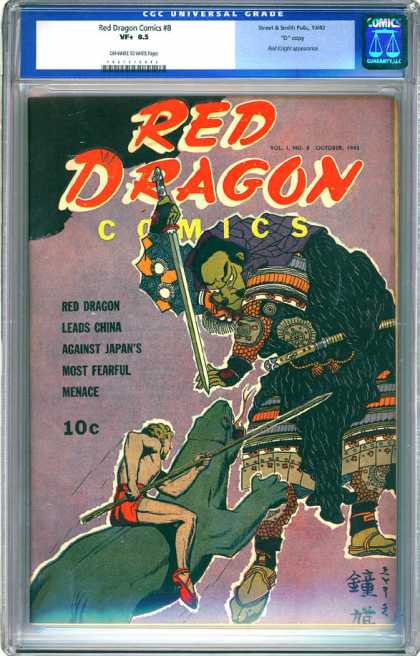 CGC Graded Comics - Red Dragon Comics #8 (CGC) - Dragon - Red - Sword - Animal - Man