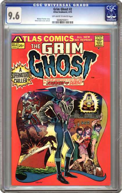 CGC Graded Comics - Grim Ghost #2 (CGC) - The Grim Ghost - Atlast Comics - A Supernatural Chiller - No Reprint - Journey Of Death