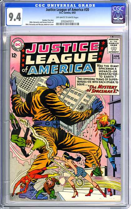 CGC Graded Comics - Justice League of America #20 (CGC) - Justice League - Wonder Woman - Giant Spaceman - Magic Lasso - Fighting