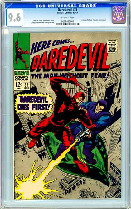 Daredevil Dies First - Lasso - Above City - The Man Without Fear - Boat CGC Graded Comics - Daredevil #35 (CGC) - Daredevil Dies First - Lasso - Above City - The Man Without Fear - Boat
