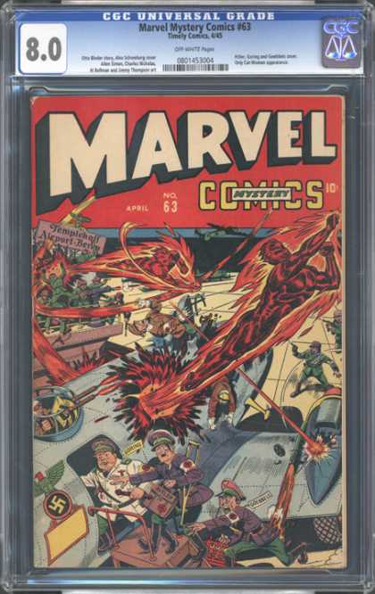 The Torch - Hot On The Trail - A Secret Weapon - The Scourge Of The Nazis - Too Hot To Handle CGC Graded Comics - Marvel Mystery Comics #63 (CGC) - The Torch - Hot On The Trail - A Secret Weapon - The Scourge Of The Nazis - Too Hot To Handle
