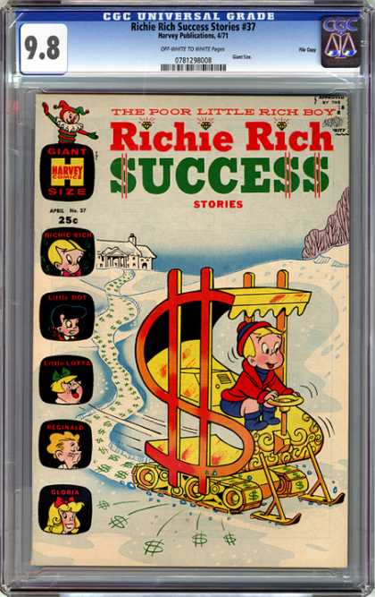 CGC Graded Comics - Richie Rich Success Stories #37 (CGC) - Richie Rich - Harvey Comics - Golden Age - Snowmobile - Success Stories