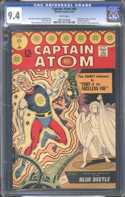 Captain Atom - The Ghost Returns - Fury Of The Faceless Foe - Blue Beetle - Green Pipe CGC Graded Comics - Captain Atom #86 (CGC) - Captain Atom - The Ghost Returns - Fury Of The Faceless Foe - Blue Beetle - Green Pipe