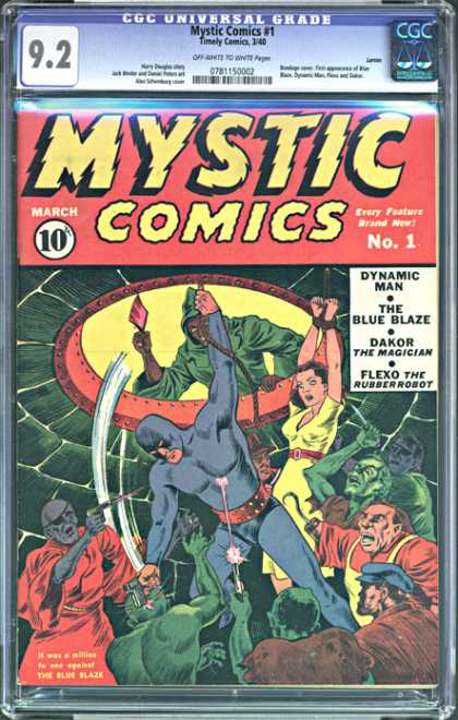 CGC Graded Comics - Mystic Comics #1 (CGC) - Mystic Comics - March No 1 - Dynamic Man - The Blue Blaze - Dakor The Magician