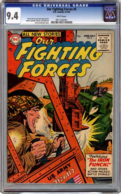 CGC Graded Comics - Our Fighting Forces #5 (CGC) - Cgc Universal Grade - All New Stories - Fighting Forces - Approved By The Comics Code - The Iron Punch