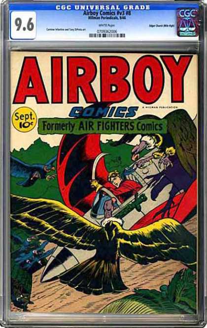 CGC Graded Comics - Airboy Comics #v3 #8 (CGC) - Airboy - Air Fighters - Vultures - Plane - Machete