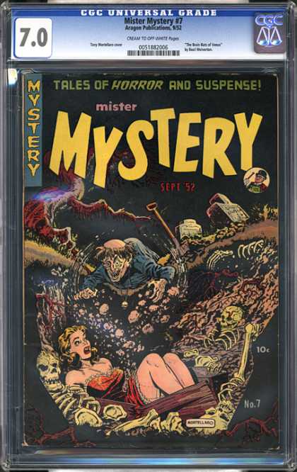CGC Graded Comics - Mister Mystery #7 (CGC) - Skeletons - Graveyard - Burial - Tombstones - Woman