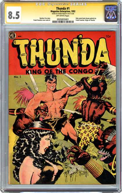 CGC Graded Comics - Thunda #1 (CGC) - Natives - Jungle - Fight - Headlock - Woman In Distress